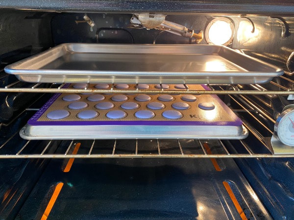 French Macarons Baking Pan Upside Down in Oven