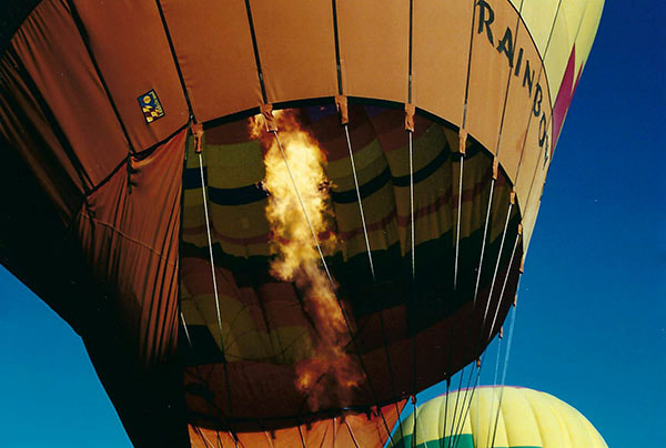 Hot Air Balloon Rises As Hot Gas Flames Burst Into the Balloon Envelope