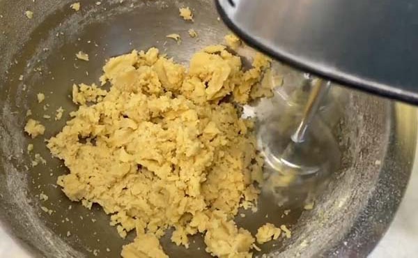 Mini Chocolate Tarts Mix Flour into Butter Mixture