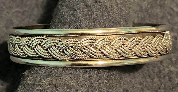 Navajo Braided Rope Silver Cuff Bracelet