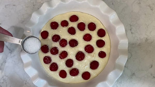 Raspberry Buttermilk Cake Sprinkle Sugar on Top